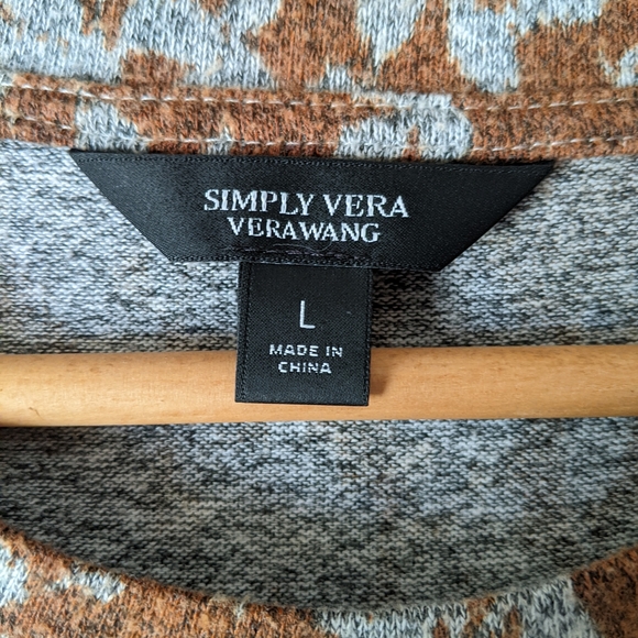 Simply Vera Vera Wang brown and gray floral print sweater L Large - Picture 5 of 6